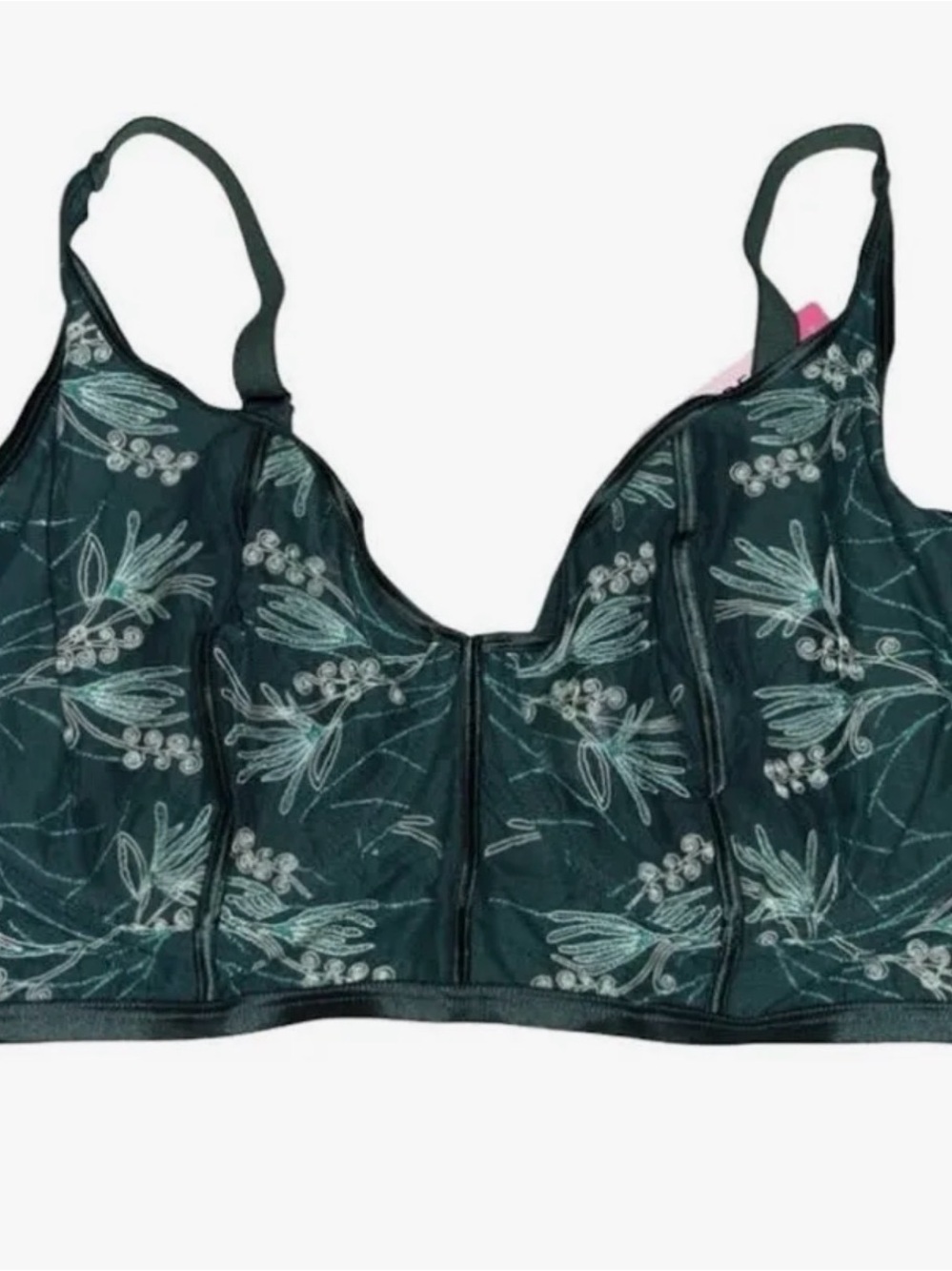 Cosabella Dark Green Embroidered Longline Bra Kalahari Curvy Bralette S Congo